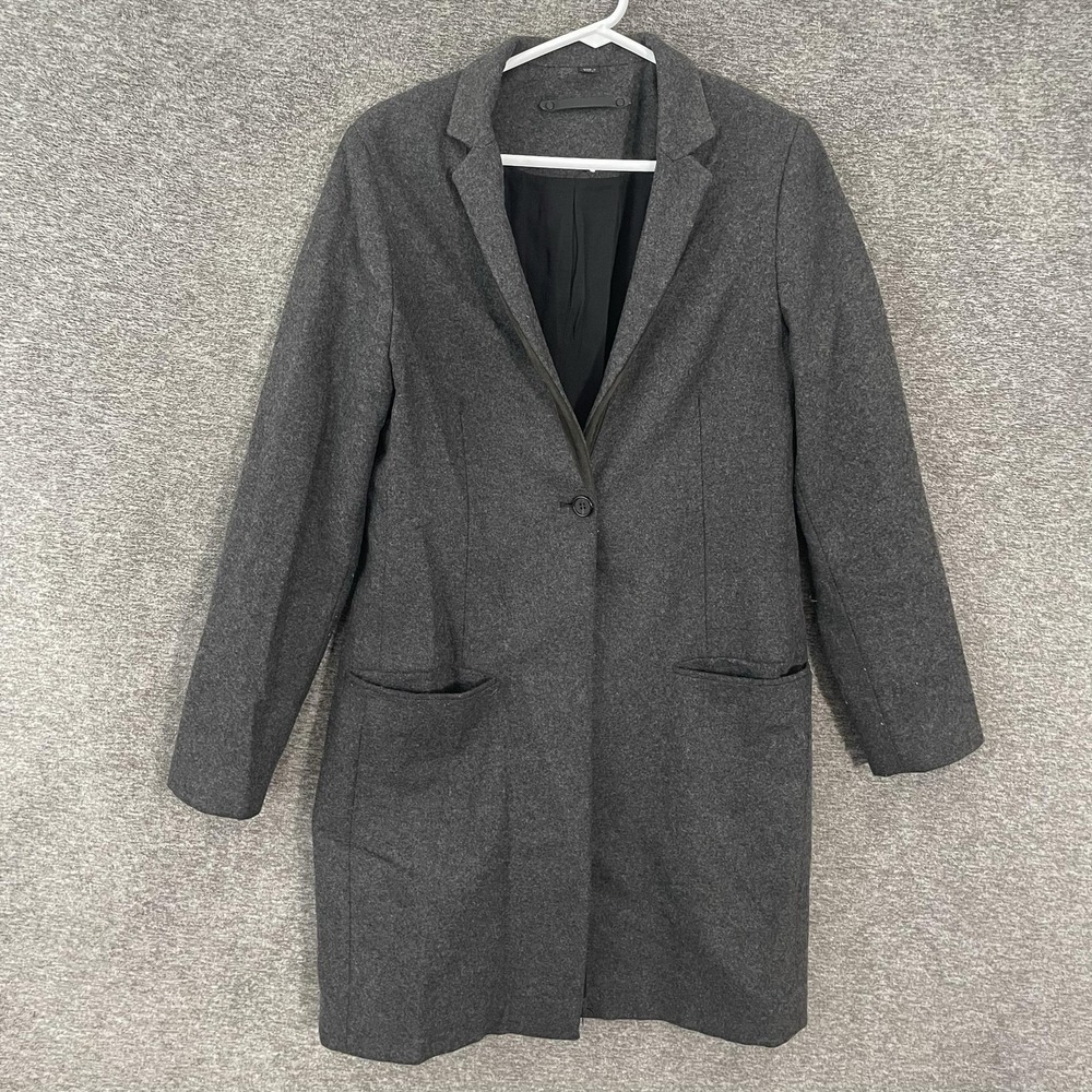 AllSaints Leni Coat Womens 8 Gray Wool Overcoat Single Breasted Lined